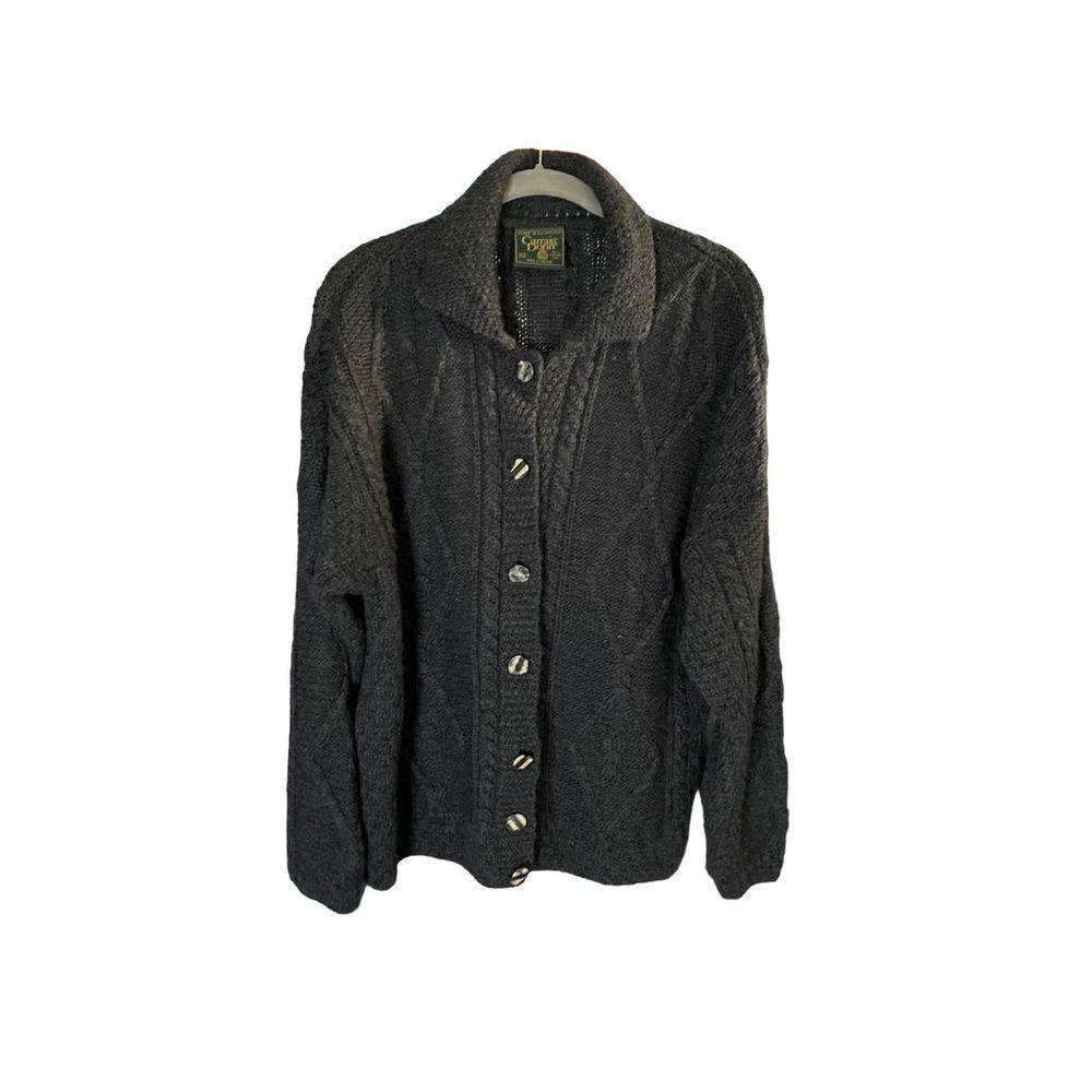 Carraig Donn vintage Merino wool made in Ireland cardigan sweater L